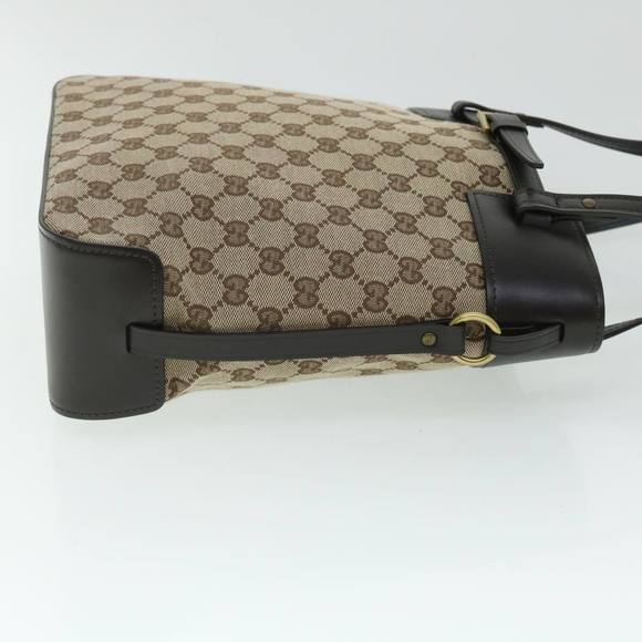 GUCCI Gg Canvas Tote Bag Canvas Leather Beige Brown 107757 Auth Ki3340 - Picture 3 of 16